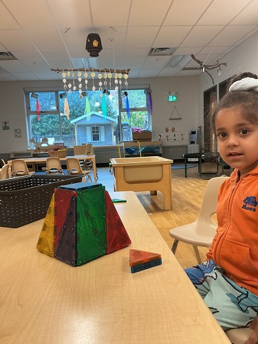 Preschool child with magnetic display